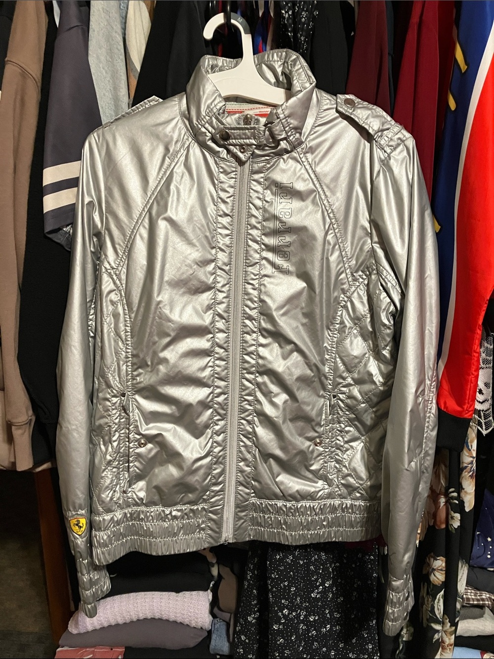 Puma Metallic Silver Ferrari Women's Bomber Jacket